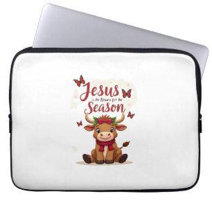 Jesus Reason for The Season Cow Christmas Christia Laptop Sleeve