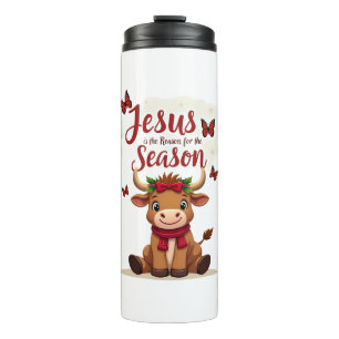 Jesus Reason for The Season Cow Christmas Christia Thermal Tumbler
