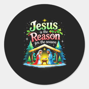 Jesus Reason For The Season Nativity Christmas Des Classic Round Sticker