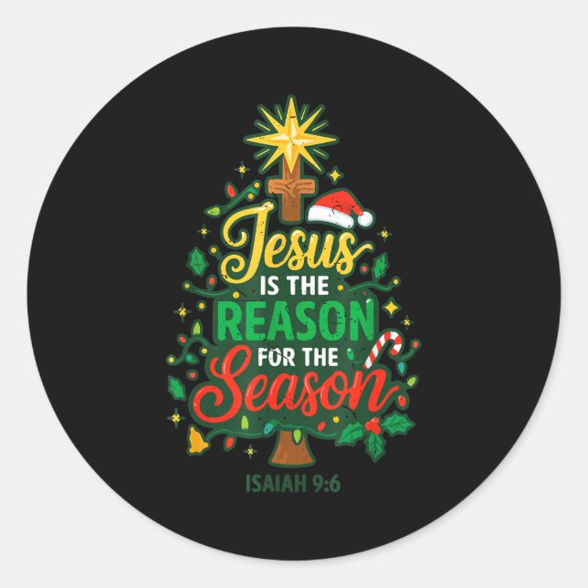 Jesus Reason Season Christian Christmas Family Pjs Classic Round Sticker (Front)