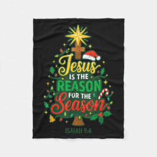 Jesus Reason Season Christian Christmas Family Pjs Fleece Blanket