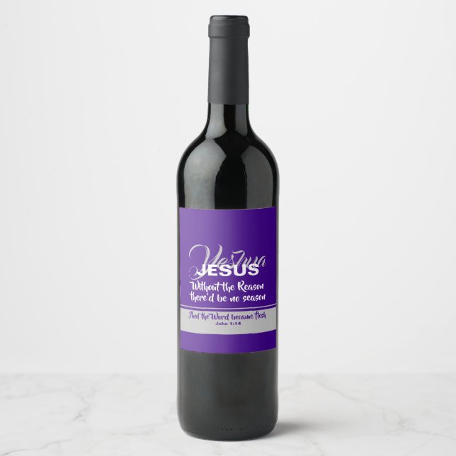 JESUS REASON SEASON Christian CHRISTMAS Purple Wine Label (Front)