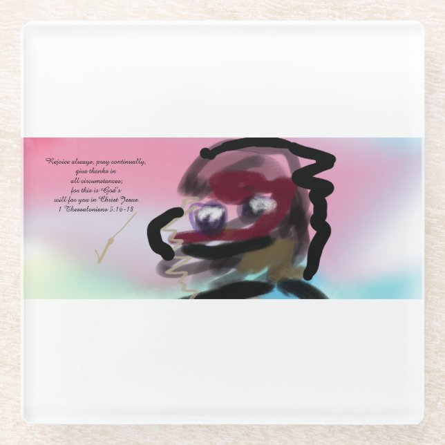 Jesus rejoice  glass coaster (Front)