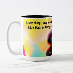 jesus rejoice Two-Tone coffee mug