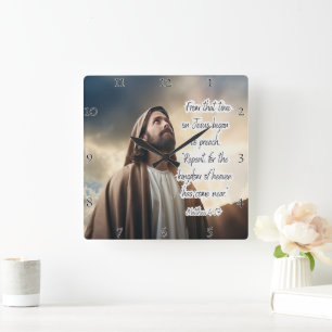 Jesus: Repent, Kingdom of Heaven Square Wall Clock