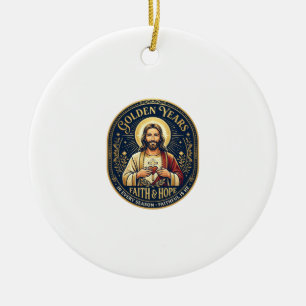 Jesus Retirement Vintage Shirt Christian Ceramic Ornament