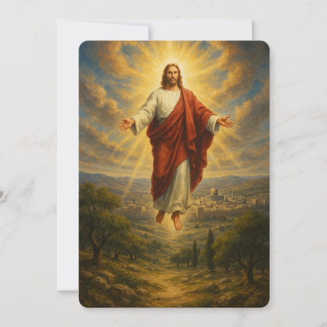 Jesus Returns Mt. of Olives Greeting Card (Front)