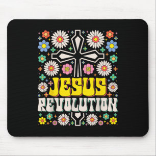 Jesus Revolution Faith Retro Groovy Christian Mouse Pad