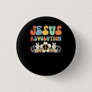 Jesus Revolution Faith Retro Groovy Flower Peace S 3 Cm Round Badge
