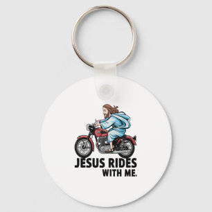Jesus Rides with Me Key Ring