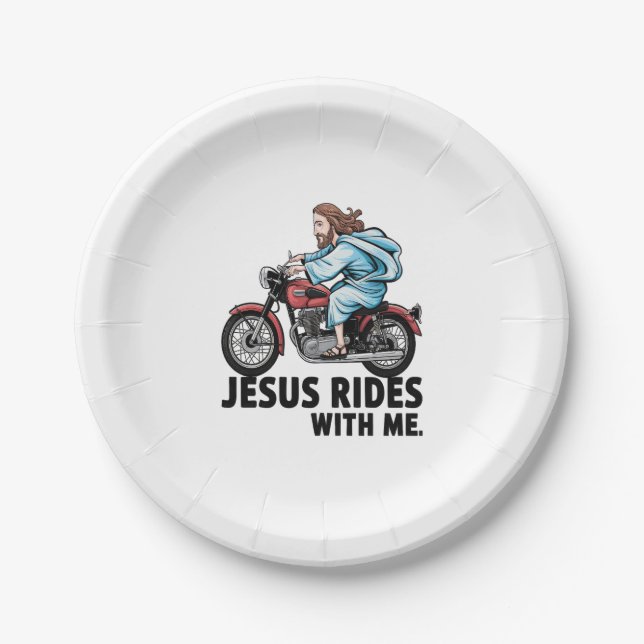 Jesus Rides with Me Paper Plate (Front)