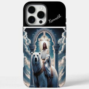 Jesus Riding A Polar Bear iPhone 16 Pro Max Case