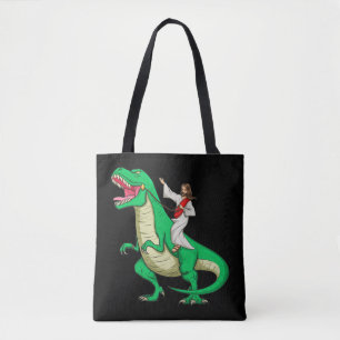 Jesus Riding Dinosaur Funny Parody Tyrannosaurus R Tote Bag