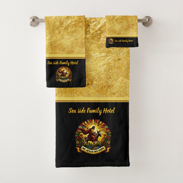 Jesus Riding Donkey Radiates Eternal Hope (B) Bath Towel Set (Insitu)