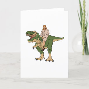 Jesus Riding T-Rex Card