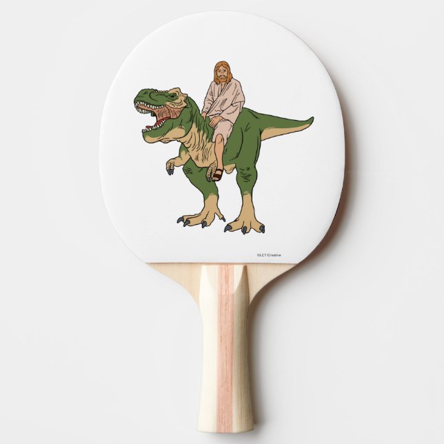 Jesus Riding T-Rex Ping Pong Paddle (Front)