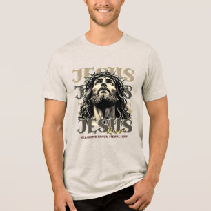 Jesus Risen - Jesus Christ Artistic  Tri-Blend Shirt