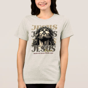 Jesus Risen - Jesus Christ Artistic  Tri-Blend Shirt