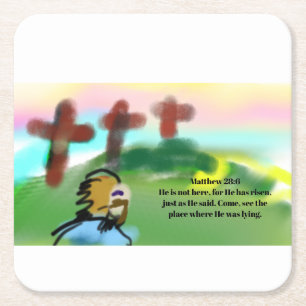 jesus risen  square paper coaster