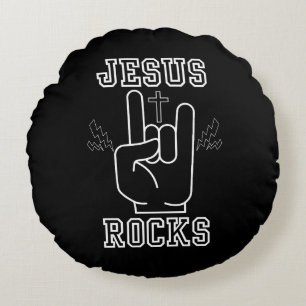 Jesus Rocks Biblical Festival Round Cushion