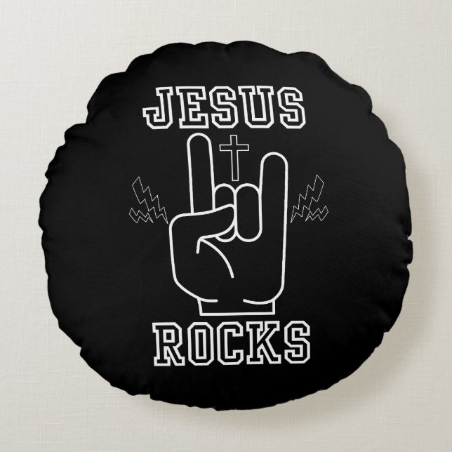 Jesus Rocks Biblical Festival Round Cushion (Front)