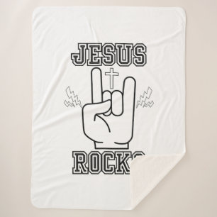 Jesus Rocks Biblical Festival W/B Sherpa Blanket