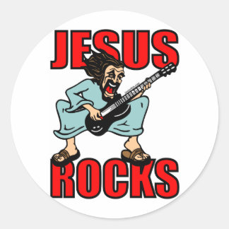 JESUS ROCKS CLASSIC ROUND STICKER