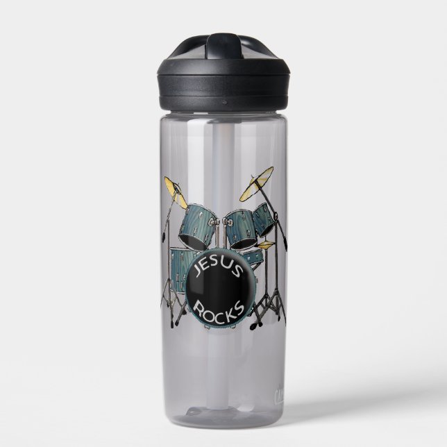 Jesus Rocks- drummer   Water Bottle (Front)