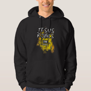 Jesus Rocks Guitar Electric Guitarist Christian Wo Hoodie
