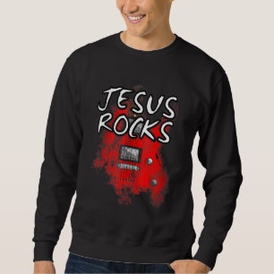 Jesus Rocks Guitar Electric Guitarist Christian Wo Sweatshirt