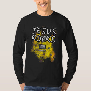 Jesus Rocks Guitar Electric Guitarist Christian Wo T-Shirt