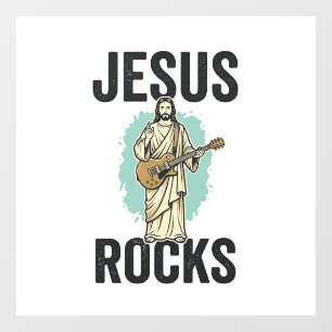 Jesus Rocks Guitar Vintage Christian Engraving Des