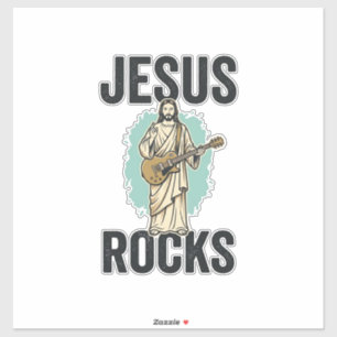 Jesus Rocks Guitar Vintage Christian Engraving Des