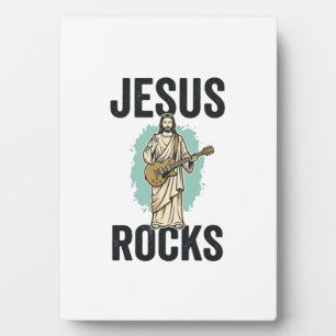 Jesus Rocks Guitar Vintage Christian Engraving Des Plaque