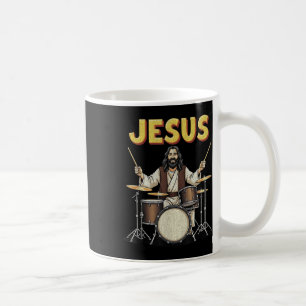 Jesus Rocks Music Funny Christian Drummer Design  Coffee Mug