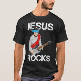 Jesus Rocks on Electric Guitar T-Shirt