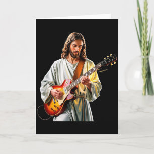 Jesus Rocks With Guitar - Funny Christian Rocks Ch Card