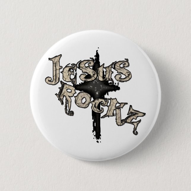 Jesus Rockz Christian 6 Cm Round Badge (Front)