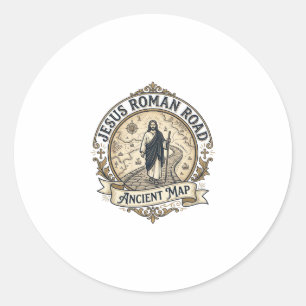 Jesus Roman Road Ancient Map Jesus Roman Road Anci Classic Round Sticker