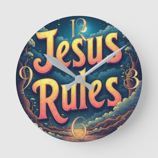 Jesus Rules Round Clock (Front)