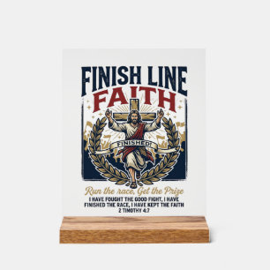Jesus Running Marathon Vintage Shirt Christian Gra Acrylic Sign