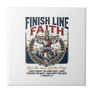 Jesus Running Marathon Vintage Shirt Christian Gra Ceramic Tile