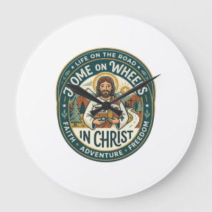 Jesus RV Camper Life Vintage Shirt Christian Graph Large Clock