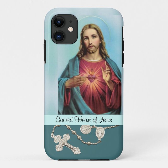 Jesus Sacred Heart Benediction & Rosary Case-Mate iPhone Case (Back)
