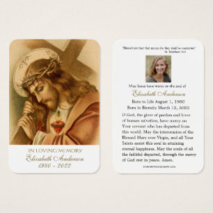 Jesus Sacred Heart Catholic Funeral Holy Card