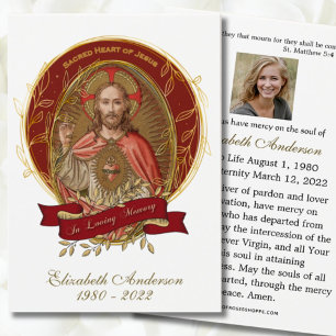 Jesus Sacred Heart Catholic Funeral Holy Card