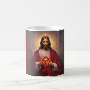 Jesus sacred heart oil painting coffee mug