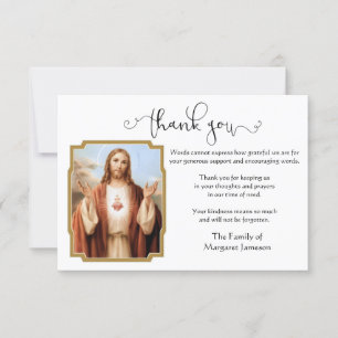 Jesus Sacred Heart Thank You Condolence Card