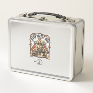 Jesus Safety Sign Warning Label Jesus Safety Sign Metal Lunch Box