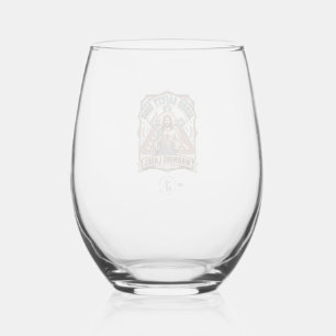 Jesus Safety Sign Warning Label Jesus Safety Sign Stemless Wine Glass
